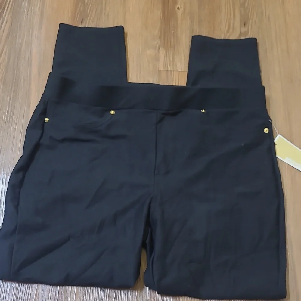 Michael‎ Kors Black Skinny Pants with Gold Accents